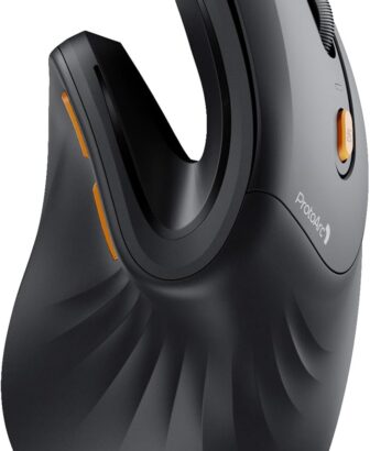 ProtoArc Ergonomic Mouse, EM11 NL Bluetooth Rechargeable Wireless Vertical Mouse, 3 Multi-Device Connectivity for Computer/PC/Laptop, 2.4GHz USB-A Optical Mice for Windows, Mac OS, Black