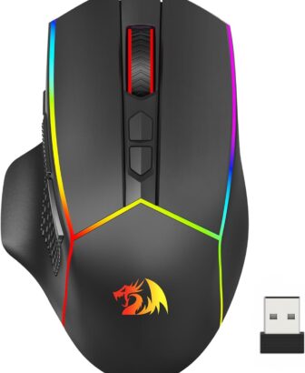 Redragon Wireless Gaming Mouse, Tri-Mode 2.4G/Bluetooth/USB-C, 7 Programmable Buttons, Tactile Rapid Fire Key, 8000 DPI RGB Ergonomic Mouse for PC Windows Gaming & Work, M814