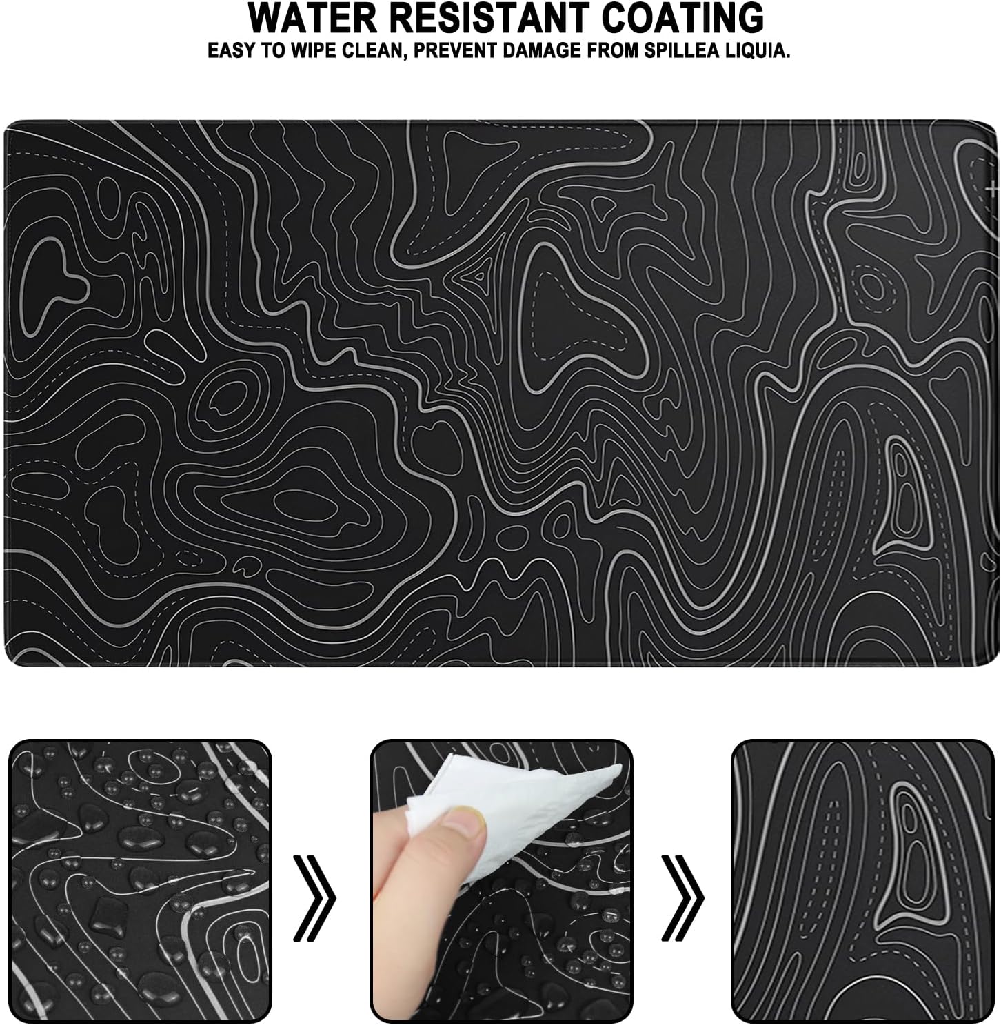 Large Gaming Mouse Pad, Waterproof Extra Large Mousepad with Stitched Edges, 31.5" x 15.7" Non-Slip Rubber Base Office Big Long Keyboard Pad for Office Gamer Home XXL, Black - Image 2