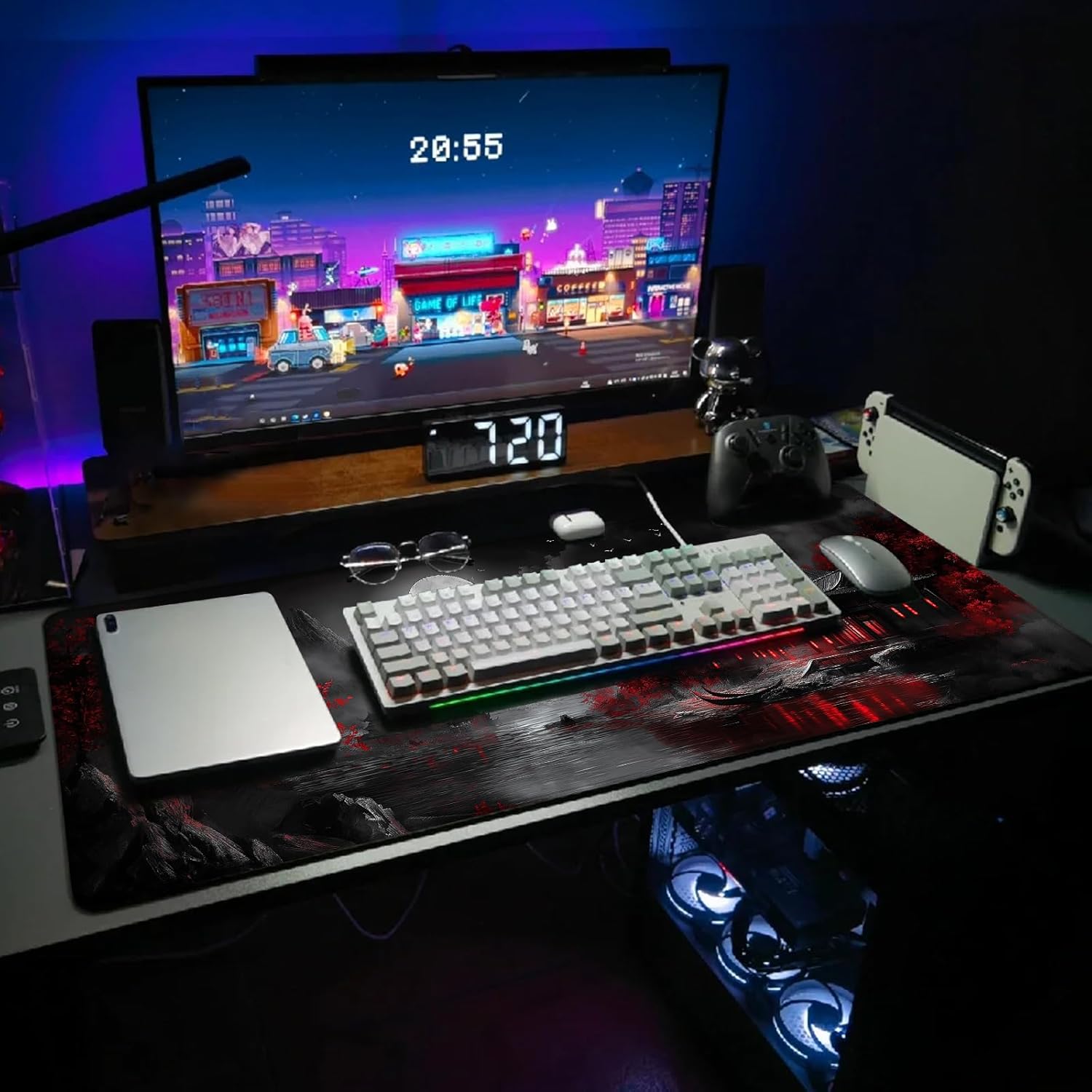Extended Gaming Mouse Pad, Large Mouse Mat 3 mm Nature Rubber Base Mousepad with Stitched Edges, Non-Slip Desk Mat for Office Home Great Gift 31.5x11.8 Inch (Dark Canyon 5) - Image 2