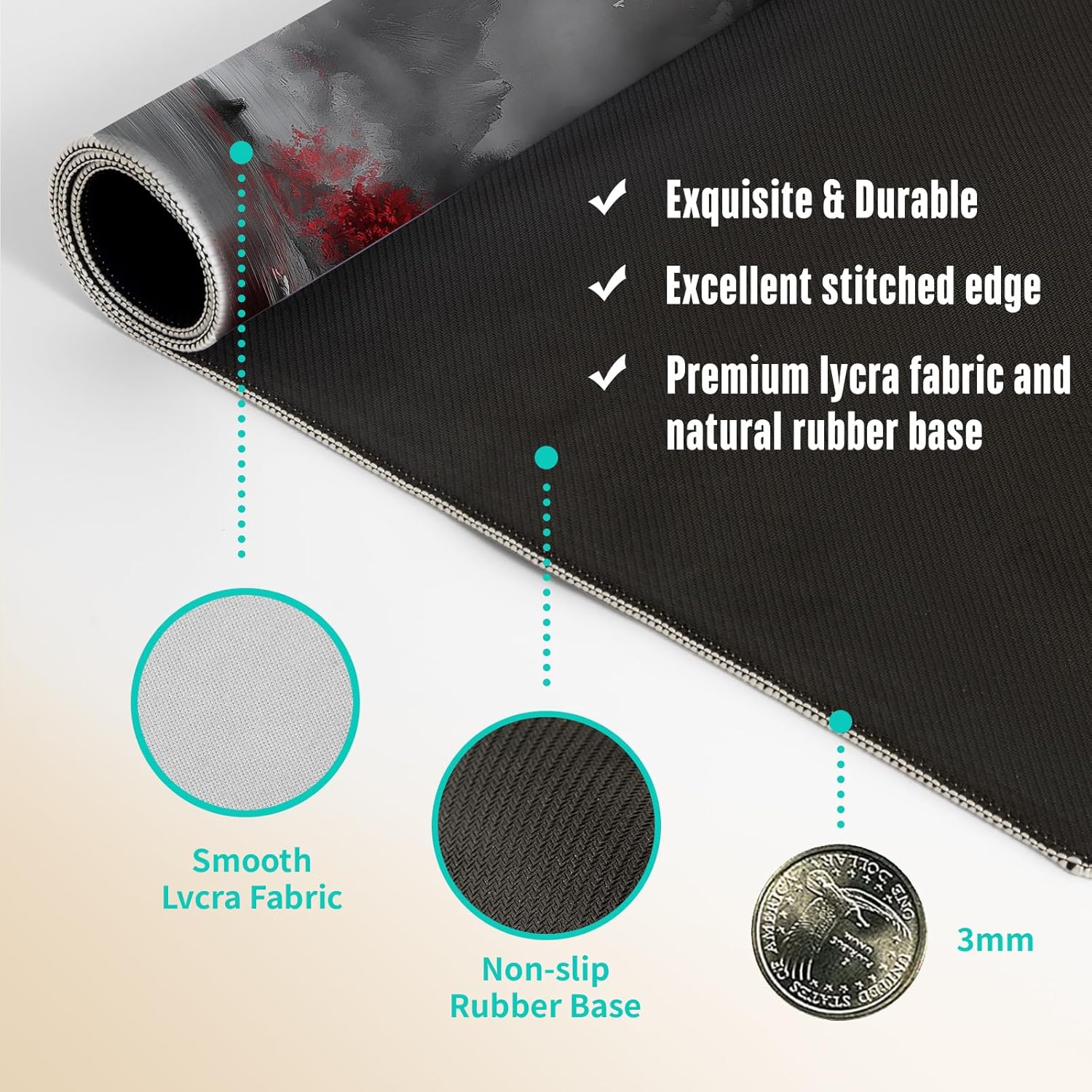 Extended Gaming Mouse Pad, Large Mouse Mat 3 mm Nature Rubber Base Mousepad with Stitched Edges, Non-Slip Desk Mat for Office Home Great Gift 31.5x11.8 Inch (Dark Canyon 5) - Image 6