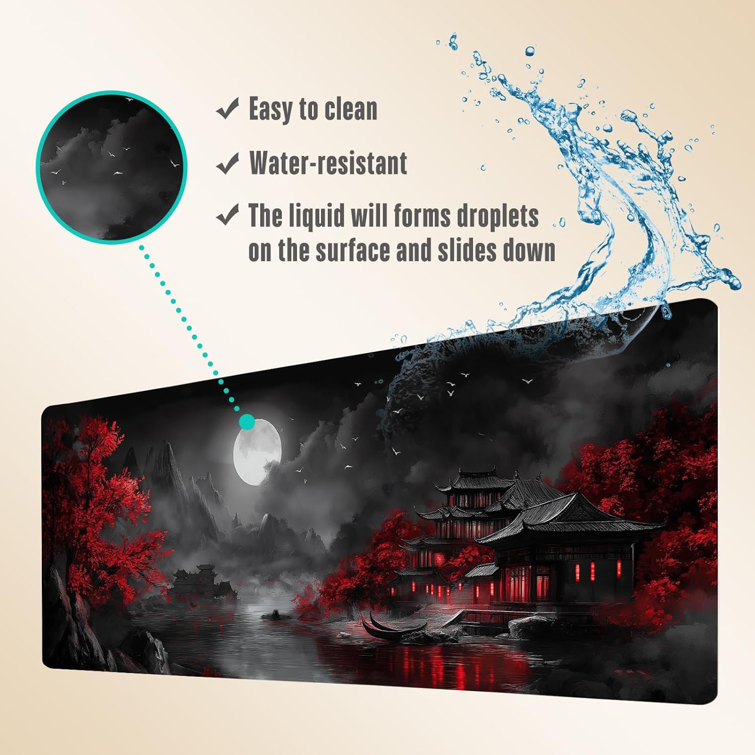 Extended Gaming Mouse Pad, Large Mouse Mat 3 mm Nature Rubber Base Mousepad with Stitched Edges, Non-Slip Desk Mat for Office Home Great Gift 31.5x11.8 Inch (Dark Canyon 5) - Image 7