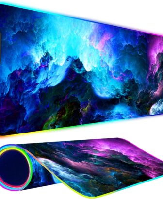 RGB Gaming Mouse Pad, Large Mousepad with Led Light, Keyboard Pad Gaming Accessories for Desk, Non-Slip Rubber Base Big Mouse Mat for Gamer, 31.5 X 11.8 Inch, Dazzling Galaxy