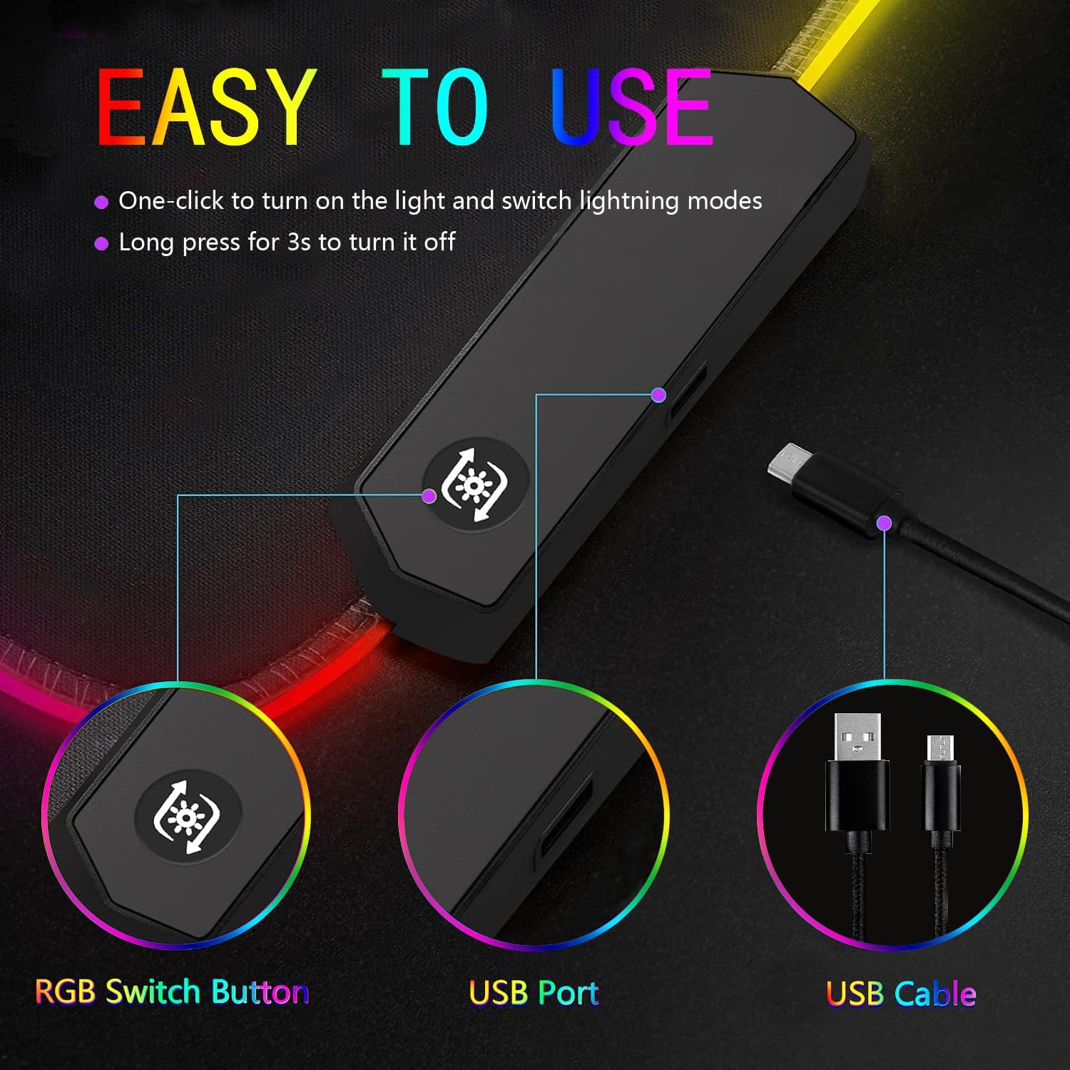 RGB Gaming Mouse Pad, Large Mousepad with Led Light, Keyboard Pad Gaming Accessories for Desk, Non-Slip Rubber Base Big Mouse Mat for Gamer, 31.5 X 11.8 Inch, Dazzling Galaxy - Image 4